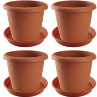 4x stuks bloempotten met onderschaal terra cotta rond diameter 40 cm