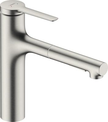 Hansgrohe Zesis M33 ééngreeps keukenkraan 160 met metalen uittrekbare vuistdouche, 2jet, sBox, rvs look