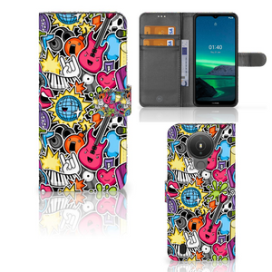 Nokia 1.4 Wallet Case met Pasjes Punk Rock