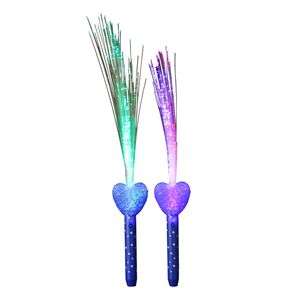 Licht toverstaf - 2x - blauw - magische LED verlichting - fiberstick hartvormig