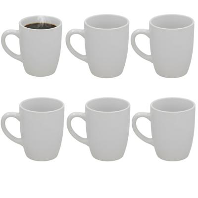 Gerimport Koffie / thee mok Mika - 6x stuks - wit - 240 ml - mokken - keramiek