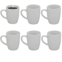 Gerimport Koffie / thee mok Mika - 6x stuks - wit - 240 ml - mokken - keramiek