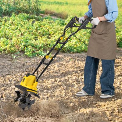 Elektrische Motorhack 750W Werkbreedte 32 cm Werkdiepte 22 cm 380 t/min Elektrische Grondfrees met Veiligheidschakelaar 32,5 x 24 x 138 cm Geel