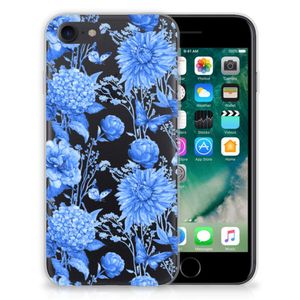 TPU Case voor iPhone SE 2022 | SE 2020 | 8 | 7 Flowers Blue
