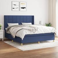 Boxspring met matras stof blauw 160x200 cm