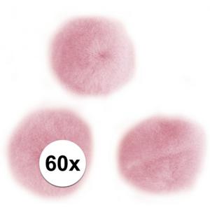 Rayher hobby knutselen pompons - 15 mm - roze - 60x stuks - vormen/figuren/bolletjes