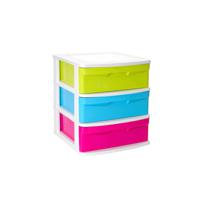 Ladeblok/bureau organizer - 3x lades - kleurenmix - L40 x B39 x H49.5 cm - kunststof - thumbnail