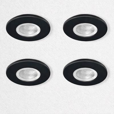 Kosnic Set van 4 Zwarte Inbouw Ledspot Erta, 6 Watt, Dimbaar, IP65