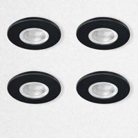 Kosnic Set van 4 Zwarte Inbouw Ledspot Erta, 6 Watt, Dimbaar, IP65
