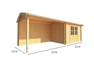 Blokhut met overkapping Fenna 700 cm bij 250 cm diep Zadeldak - Warentuin collection