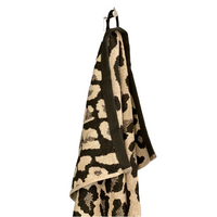 Badlaken katoen – badlaken Leopard – badlaken grijs & zwart 70x140 - thumbnail