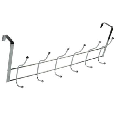 Chromen deur garderobe kapstok met 12 haken - 50 cm - Deurkapstok