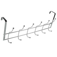Chromen deur garderobe kapstok met 12 haken - 50 cm - Deurkapstok