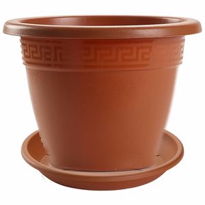 3x stuks bloempotten met onderschaal terra cotta rond diameter 30 cm
