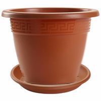 3x stuks bloempotten met onderschaal terra cotta rond diameter 30 cm