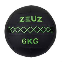 ZEUZ® Premium Wall Ball 6kg - Geschikt voor Crossfit & Fitness – PU Foam Vulling & Vinyl – 35 CM Diamter - Groen - thumbnail