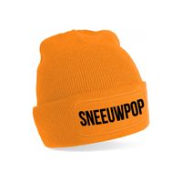 Sneeuwpop muts - unisex - one size - oranje - apres-ski muts - thumbnail