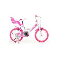 Dino Bikes Dino little heart 16 inch 31 cm meisjes knijprem wit/roze
