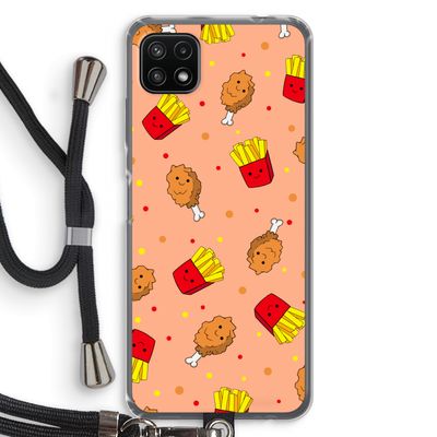 Chicken 'n Fries: Samsung Galaxy A22 5G Transparant Hoesje met koord