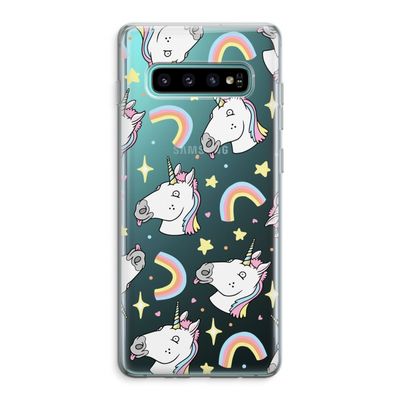 Rainbow Unicorn: Samsung Galaxy S10 Plus Transparant Hoesje