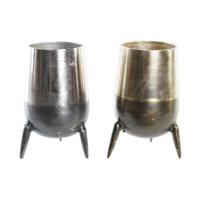 Vaas DKD Home Decor 15,5 x 15,5 x 26 cm Zilverkleurig Gouden Aluminium Modern (2 Stuks)