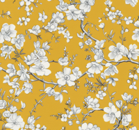 Bloemen vintage patroon vinyl tapijt geel