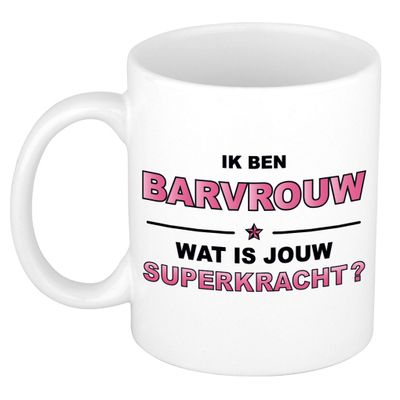 Ik ben barvrouw wat is jouw superkracht kado mok / beker / verjaardag