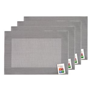 Placemats Hampton - 8x - zilver/grijs - PVC - 30 x 45 cm