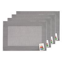 Placemats Hampton - 8x - zilver/grijs - PVC - 30 x 45 cm - thumbnail