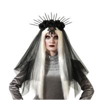 Verkleed haarband/hoofdband met ornament - zwart - meisjes/dames - Evil queen/Halloween/Medusa Verkleed haarband/hoofdband met ornament - zwart - meisjes/dames - Evil queen/Halloween/Medusa