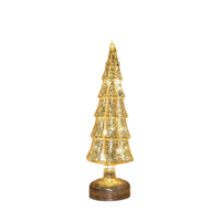 Kerstboompje glas led op batterij met timer 34x11 cm goud - Annas collection