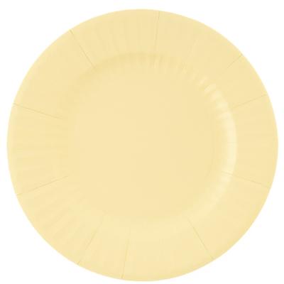 Feestbordjes/BBQ bordjes - 8x - lichtgeel - rond - papier/karton - 27cm