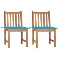 Tuinstoelen 2 st met kussens massief teakhout