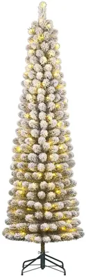 Black Box Trees Charlton Pilar verlichte kerstboom besneeuwd groen 155cm - 90 lampjes