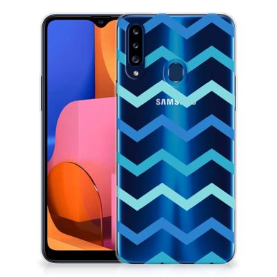 Samsung Galaxy A20s | TPU bumper | Zigzag Blauw
