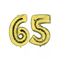 65 jaar verjaardag - Folie ballon cijfers - goud - 88 cm - versiering