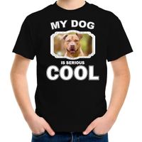 Staffordshire bull terrier honden t-shirt my dog is serious cool zwart voor kinderen - thumbnail