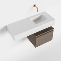 Toiletmeubel Mondiaz Andor | 80 cm | Meubelkleur Smoke | Lex vrijhangend wastafel Talc Rechts | Zonder kraangat Toiletmeubel Mondiaz Andor | 80 cm | Meubelkleur Smoke | Lex vrijhangend wastafel Talc Rechts | Zonder kraangat