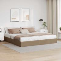 Opslag bed met matras Cappuccino 200 x 200 cm Kunstleer