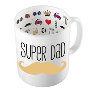 Cadeau koffie/thee mok voor papa - blonde snor - super papa - keramiek - 300 ml - Vaderdag   -