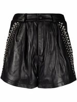 Philipp Plein short en cuir à ornements en cristal - Noir - thumbnail