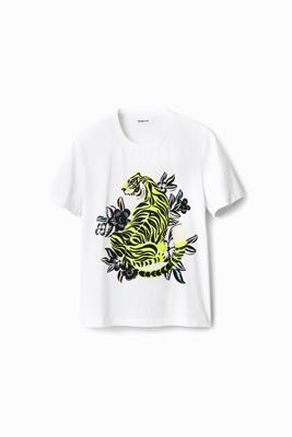 T-shirt met korte mouwen met tijger; - WHITE - L