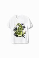 T-shirt met korte mouwen met tijger; - WHITE - L