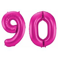 Roze folie ballonnen 90 jaar