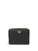 TOM FORD logo-lettering pebbled leather wallet - Noir