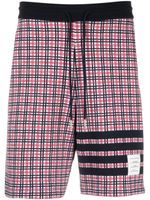 Thom Browne short de sport à carreaux en jacquard - Blanc - thumbnail