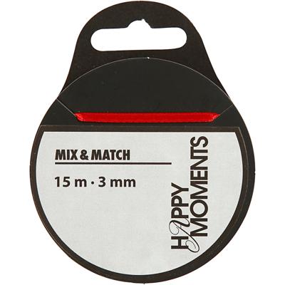 Creativ Company Satijnlint, b: 3 mm, rood, 15 m/ 1 rol
