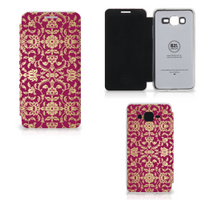 Wallet Case Samsung Galaxy Grand Prime Barok Pink - thumbnail