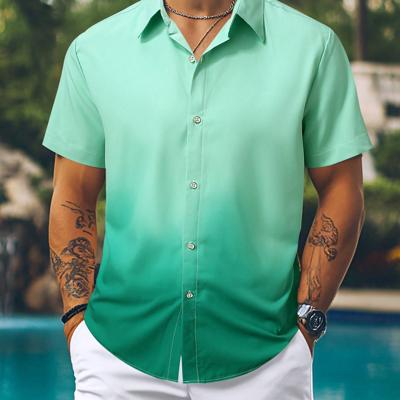 Bon&Bon Homme Men's Pink Ombre Short Sleeve Button Up Shirt Multicolor-2 / S