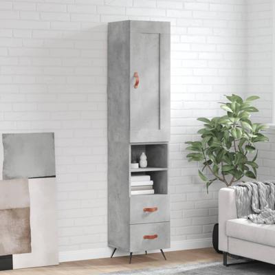 Hoge kast 34,5x34x180 cm bewerkt hout betongrijs